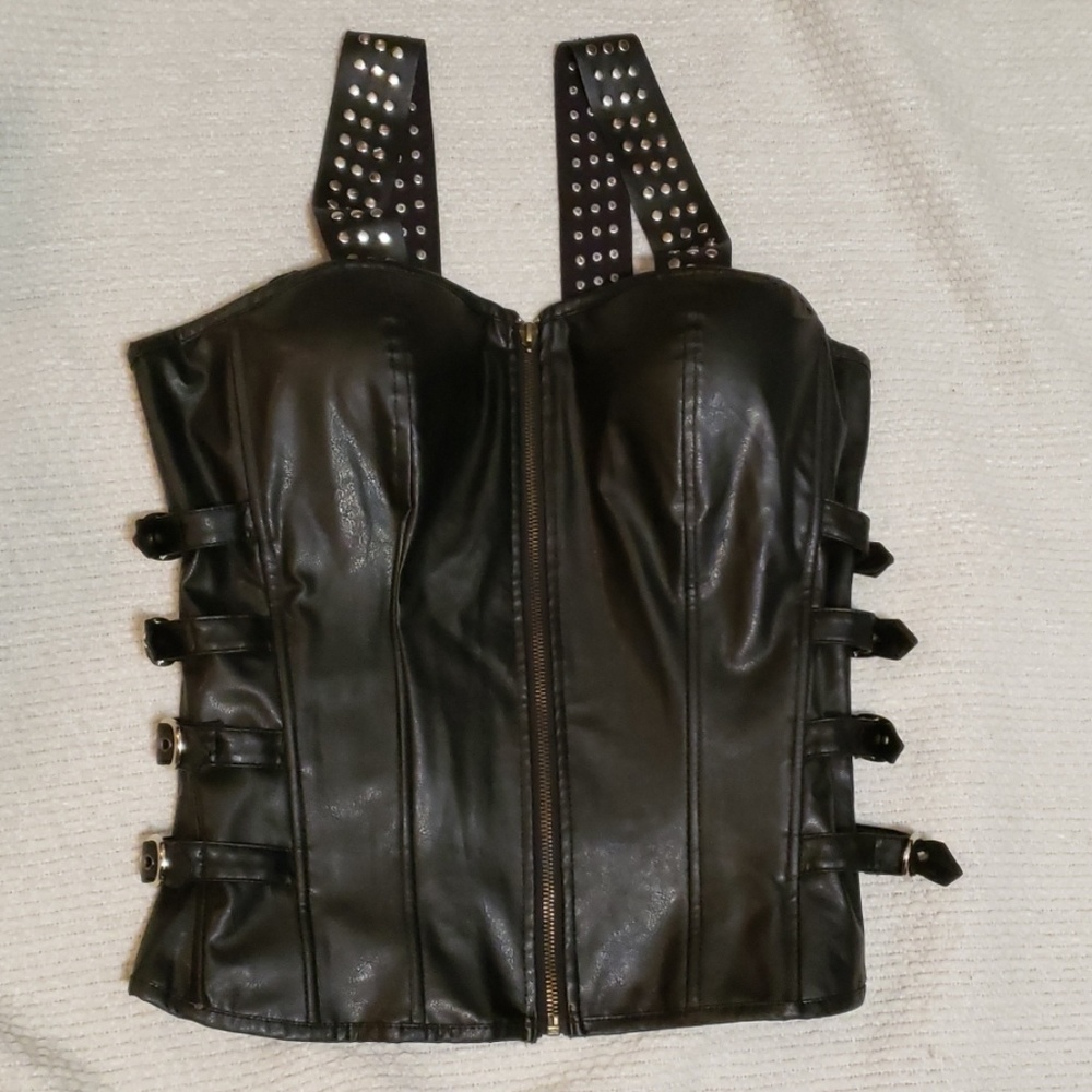 Faux leather bustier